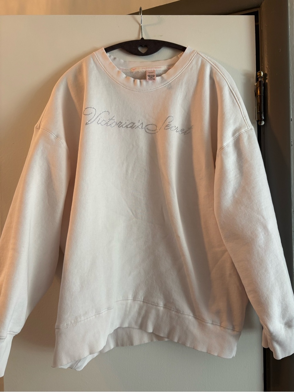 Victoria's Secret White Crewneck Sweatshirt with Script Logo